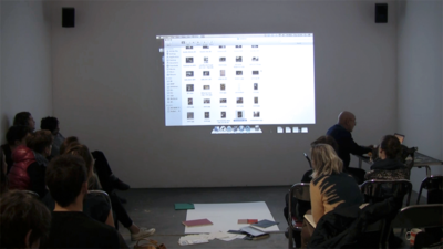 Adrian Rifkin during his performance-lecture ‘On Writing the Last Line First (One of Three Possible Titles).’